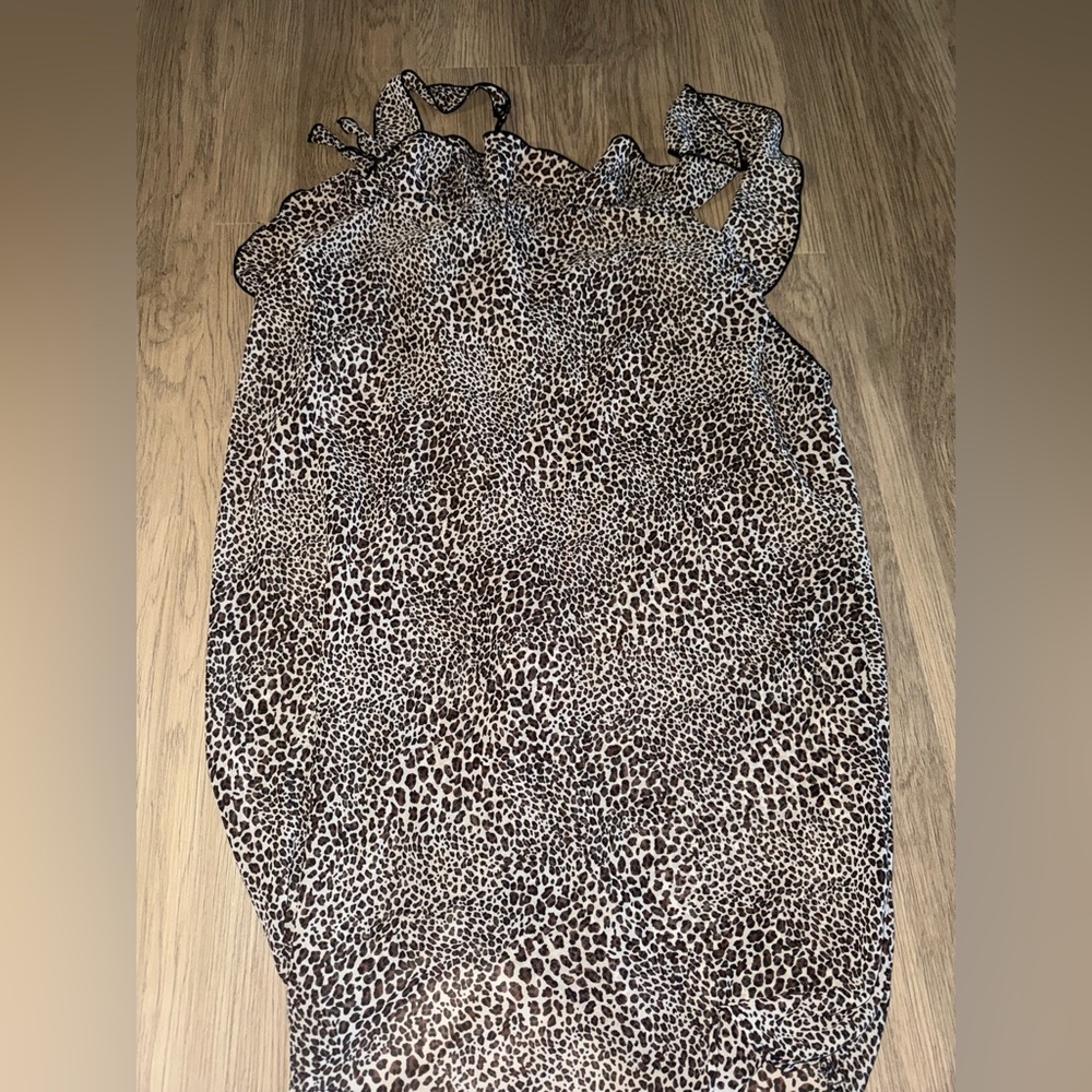 Y2K Leopard Print Ruffle Maxi Dress Plus Size Boho Cottagecore Flowy Statement